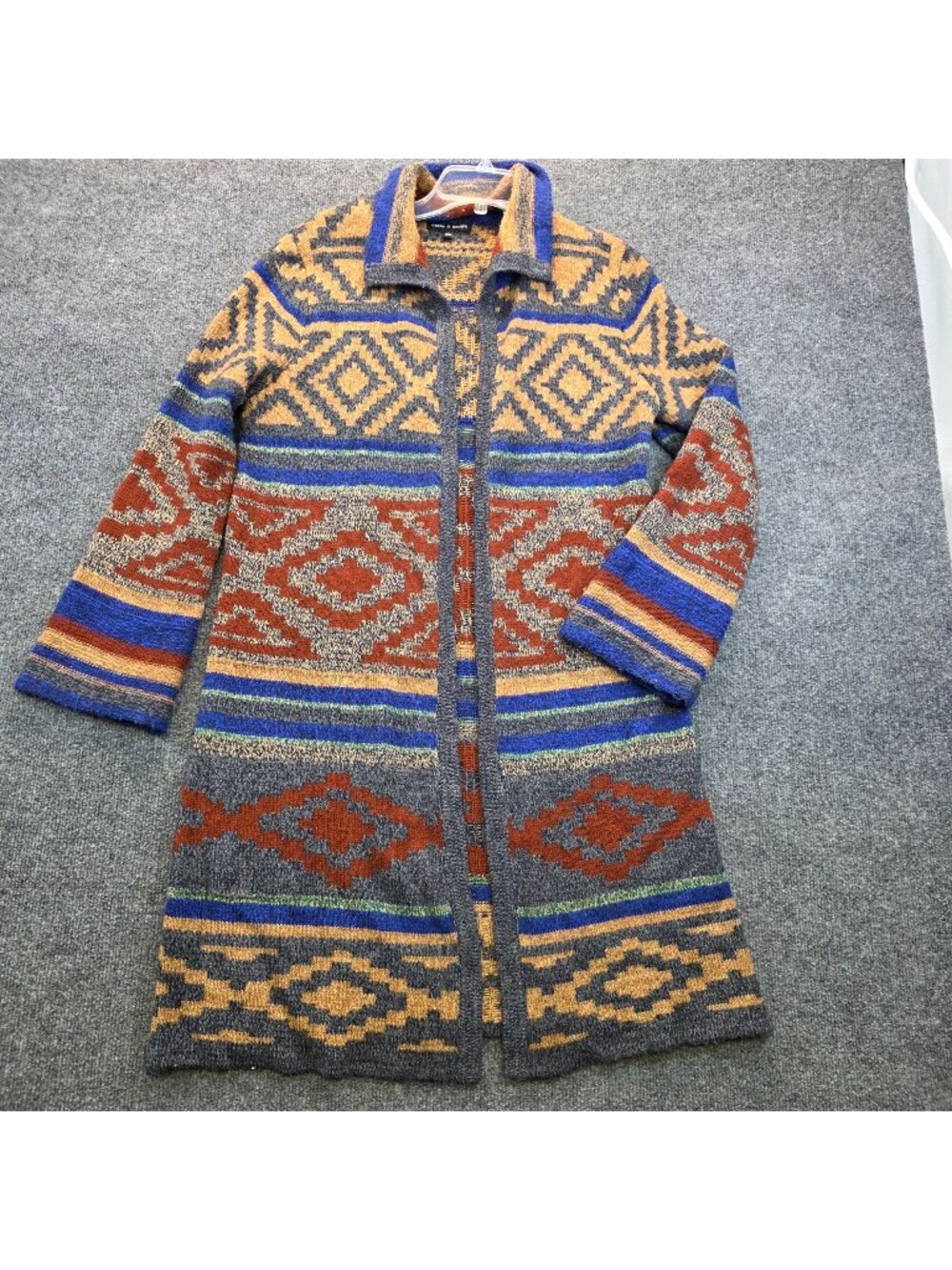 Cable & Gauge Knit Cardigan L Multi Geometric Aztec Retro Festival Southwestern